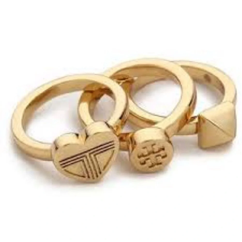 🆕 Authentic Tory Burch Stackable Gold Rings Band Ring Size 7